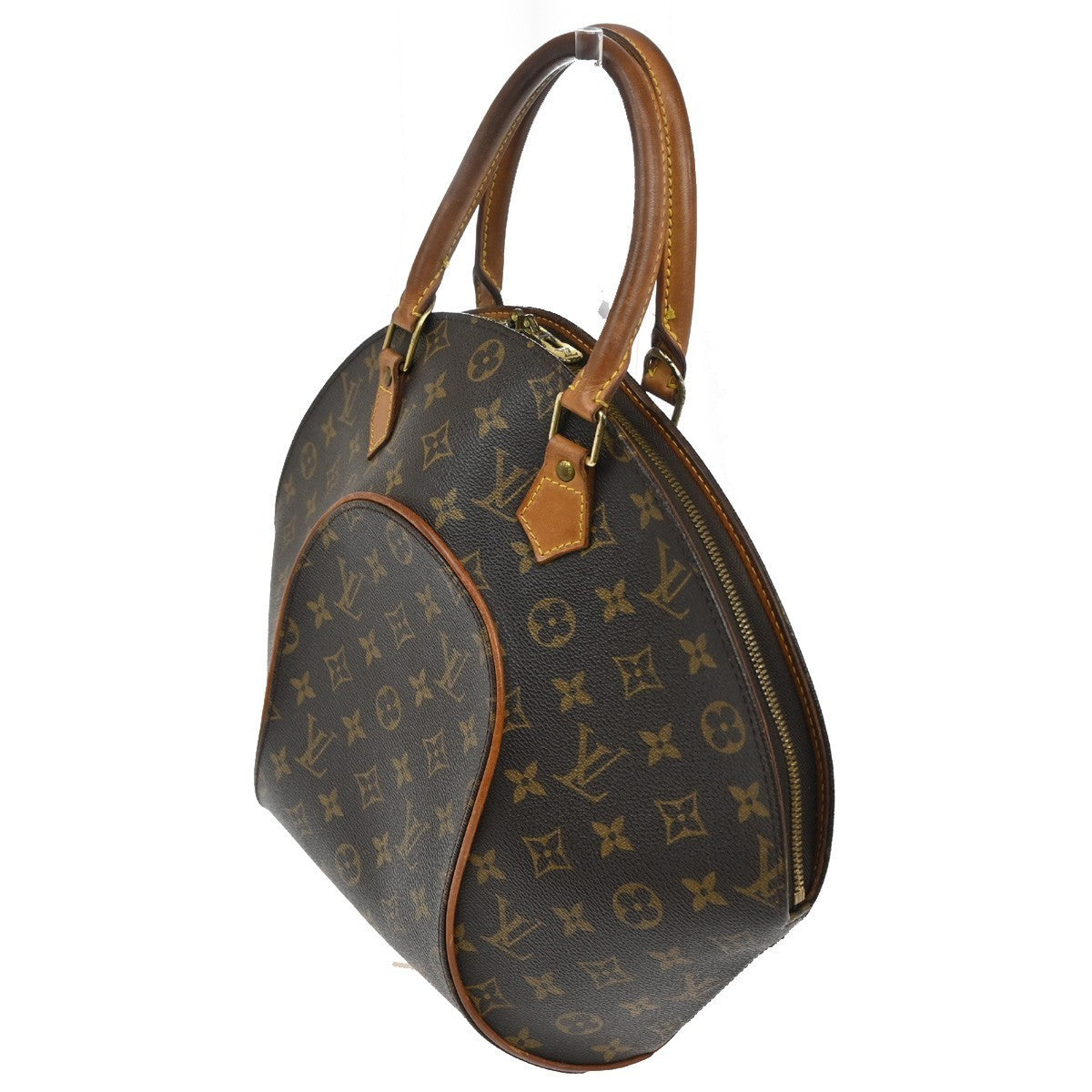 LOUIS VUITTON LV Logos Ellipse MM Hand Bag Monogram Leather Brown M51126 70TA322