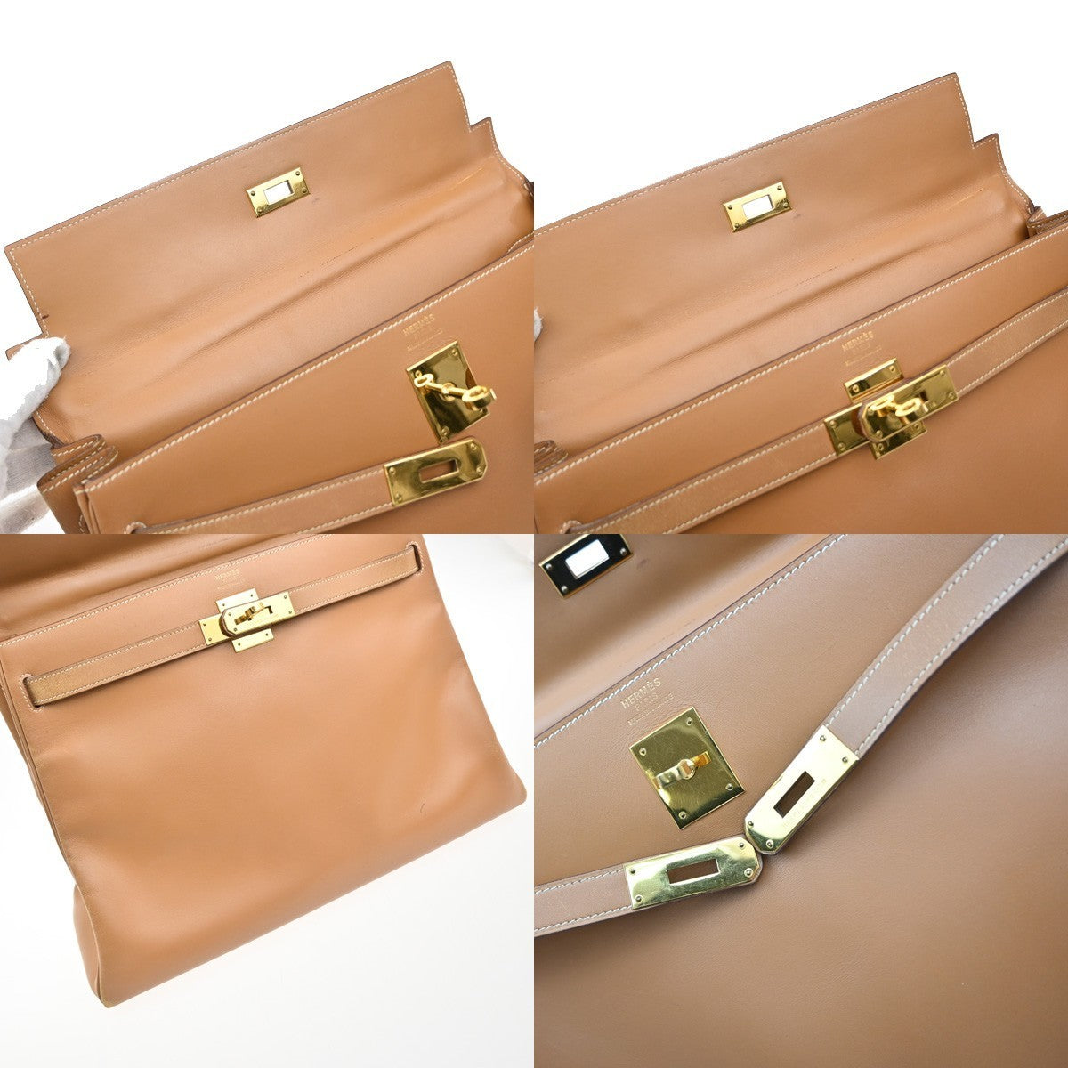 HERMES Kelly 35 2Way Shoulder Hand Bag Chamonix Leather Brown Vintage 247RF960