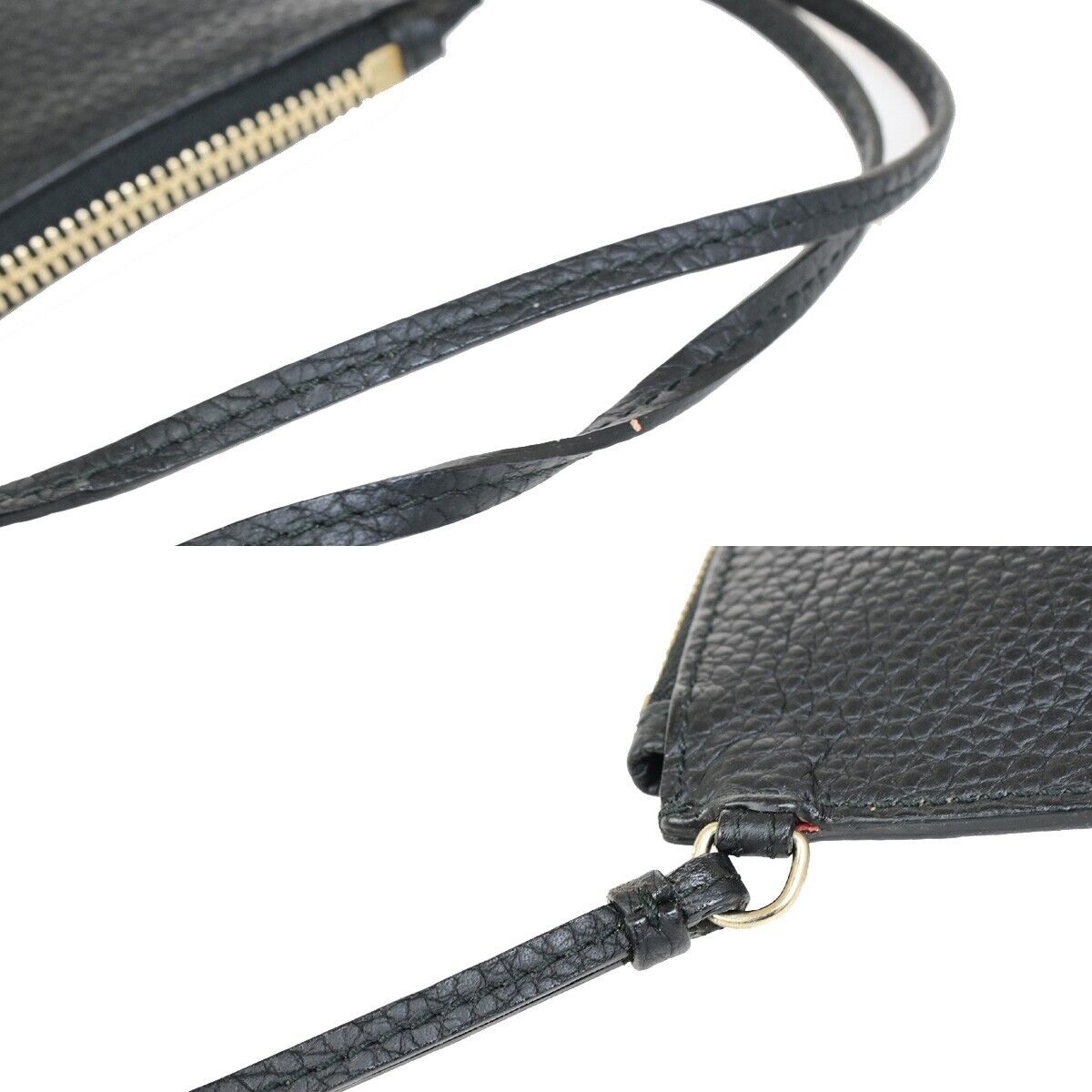 CHRISTIAN DIOR Logo Clutch Hand Bag Leather Black GHW Made In Italy 61KA391