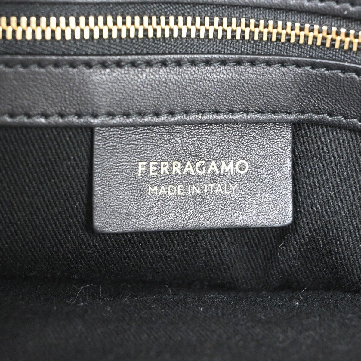 SALVATORE FERRAGAMO Signature Shoulder Tote Bag Canvas Leather Black GHW 57RJ307