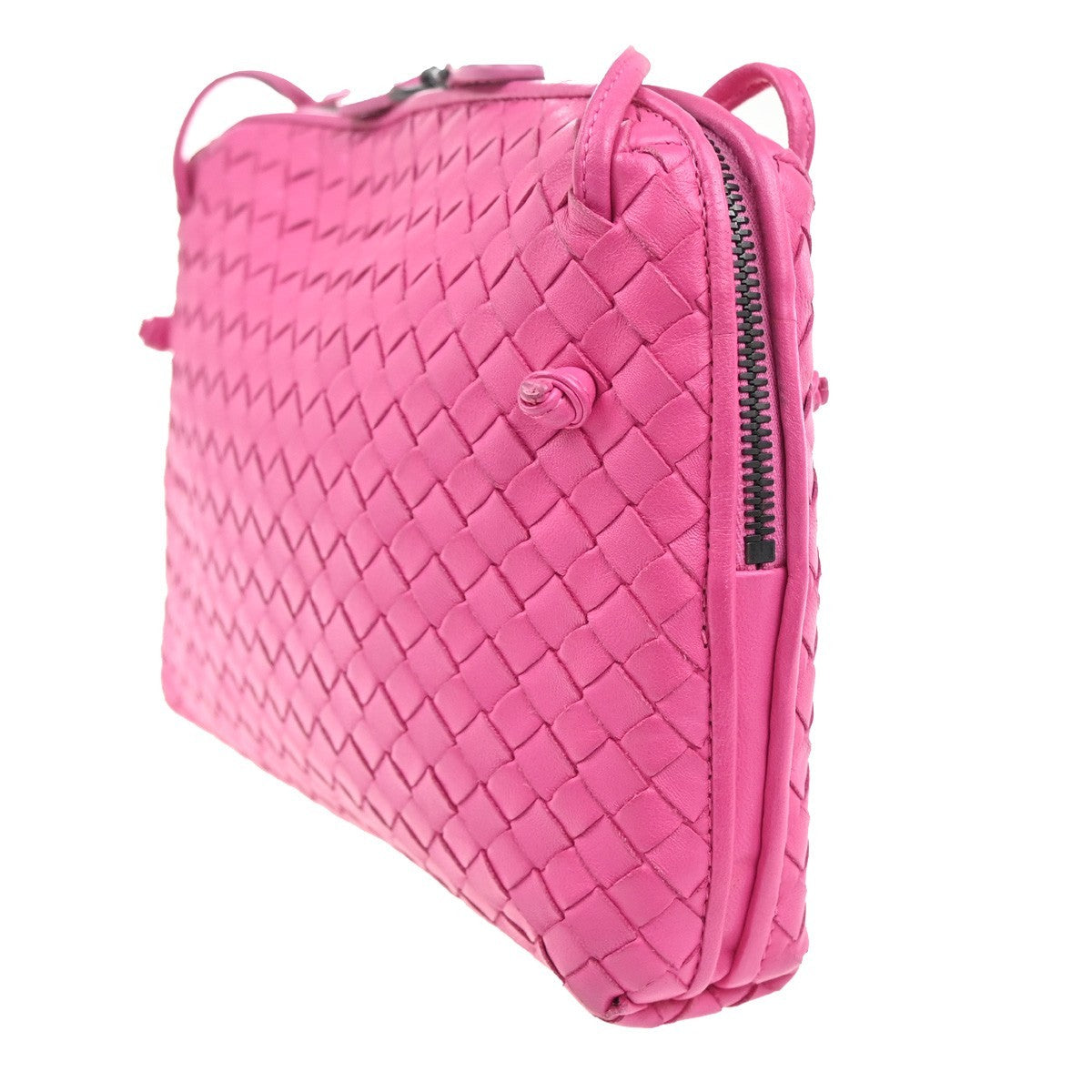 BOTTEGA VENETA Intrecciato Nodini Logo Shoulder Bag Leather Pink Italy 98MA219