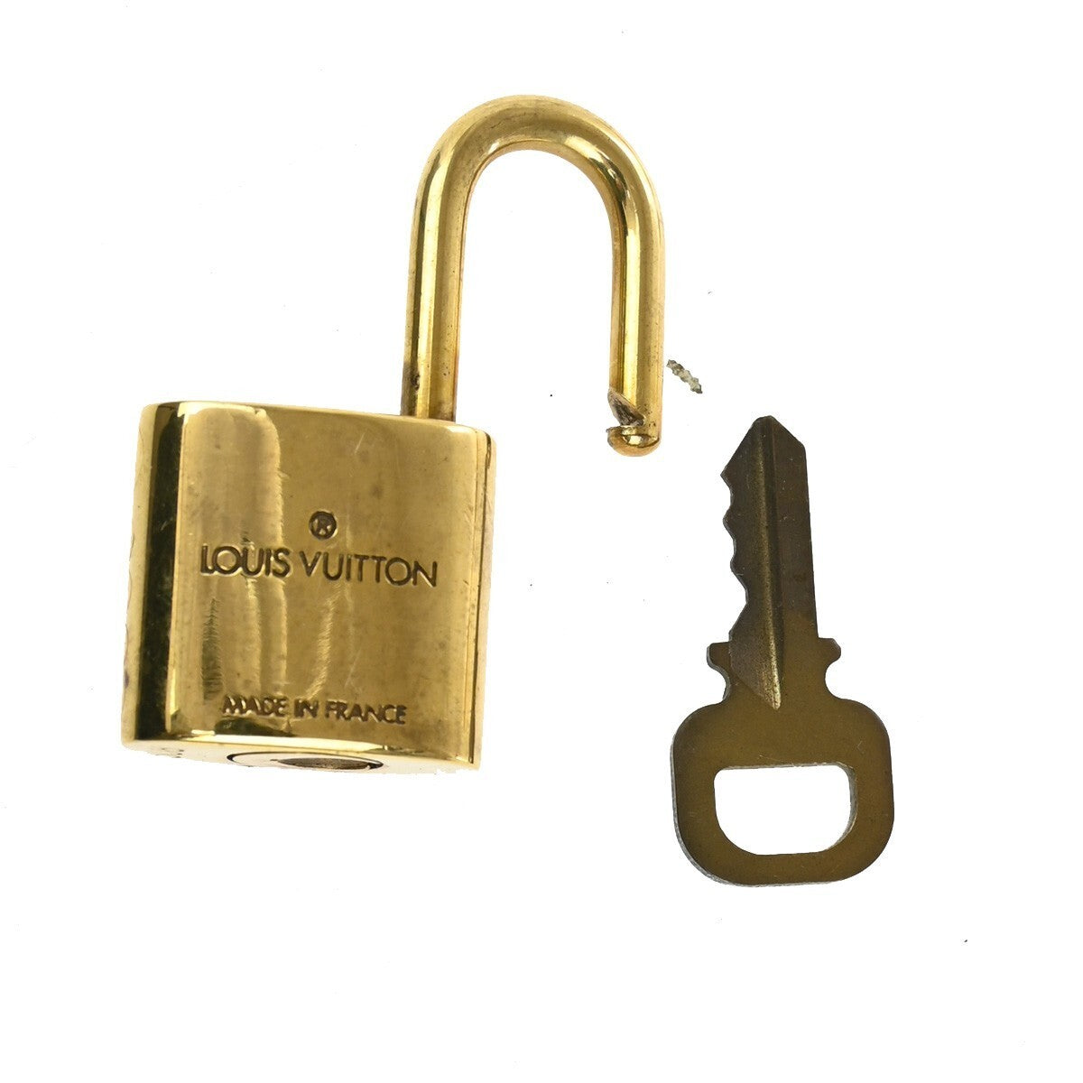 LOUIS VUITTON LV 10 SET PADLOCK KEY BAG CHARM CADENA GOLD PLATED FRANCE 65SJ419