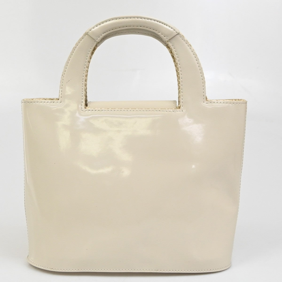 BALENCIAGA Logo Women Mini Hand Bag Patent Leather White Ivory 02ZA250