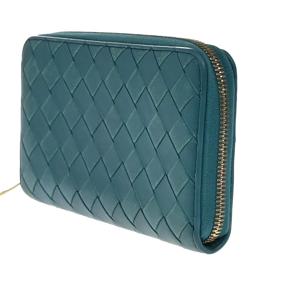 BOTTEGA VENETA Intrecciato Zipper Around Long Wallet Leather Green GHW 63KB227