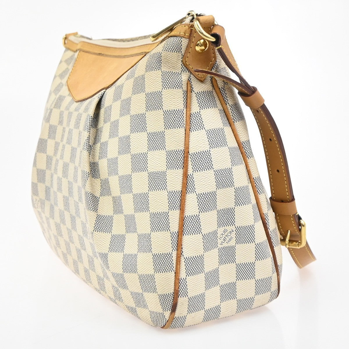 LOUIS VUITTON Siracusa PM Shoulder Bag Damier Azur Leather White N41113 99TA716