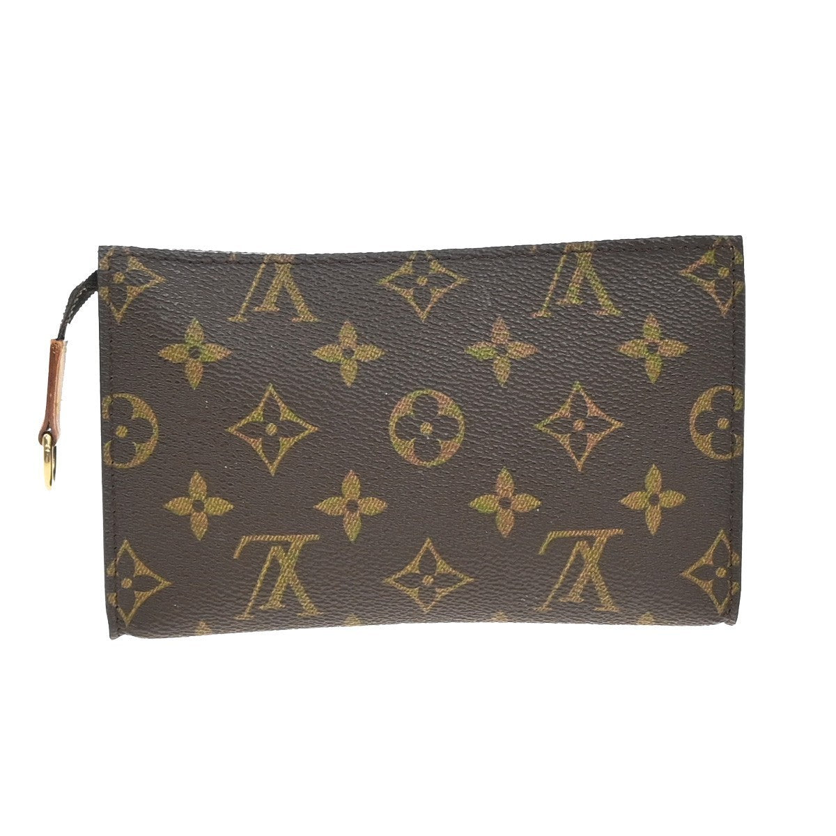 LOUIS VUITTON Logo BUCKET PM Pouch Bag Monogram Leather Brown France 60KP232