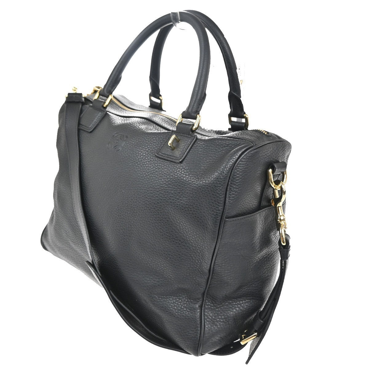 LOEWE Logo Anagram 2Way Shoulder Hand Bag Leather Black GHW Spain 95RL702