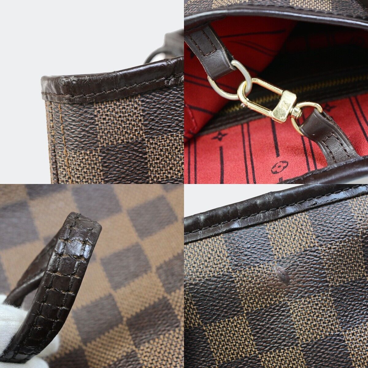 LOUIS VUITTON Neverfull MM Shoulder Tote Bag Damier Leather Brown N51105 90EB850