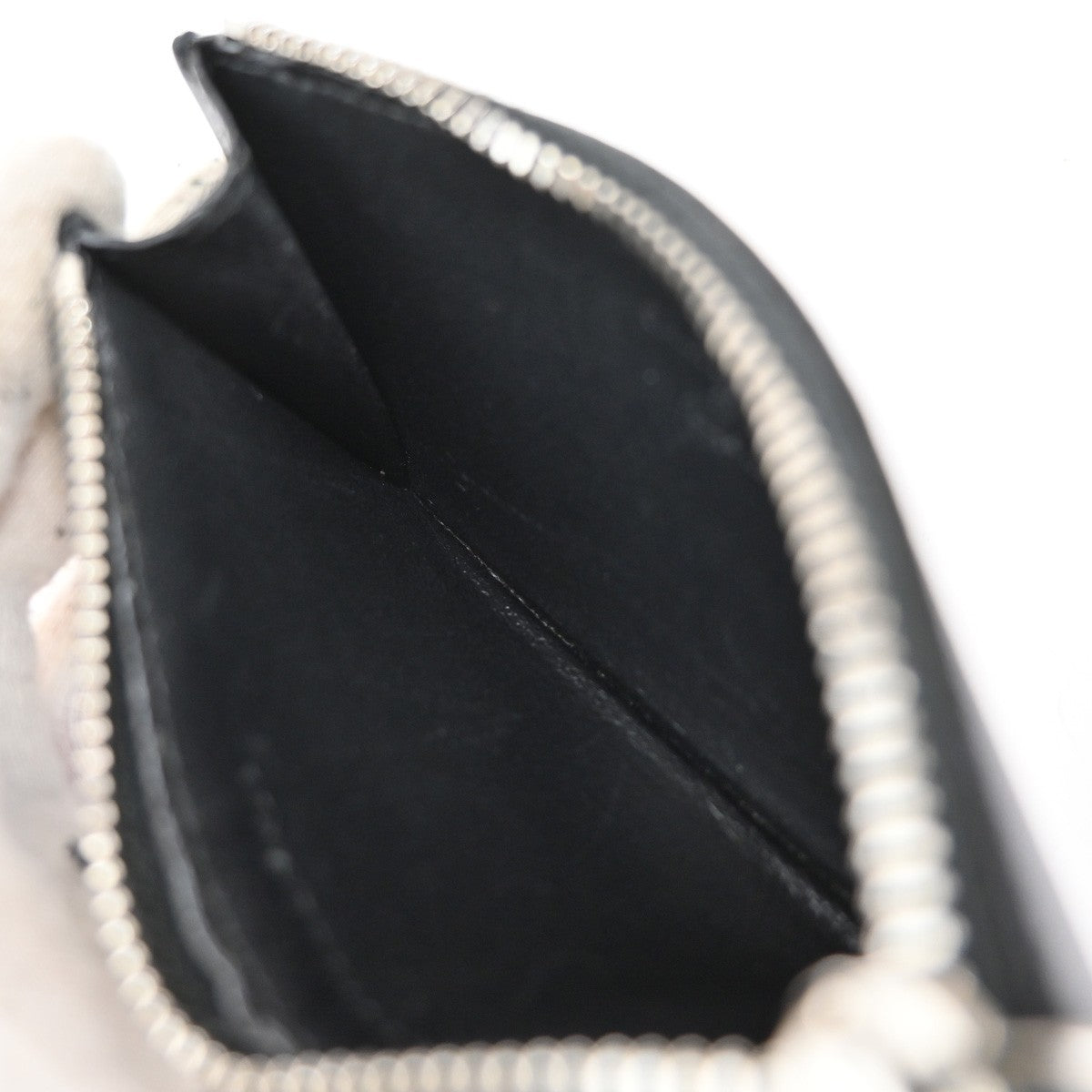 SAINT LAURENT Logo Compact Card Coin Case Wallet Leather Black Italy 60EF917