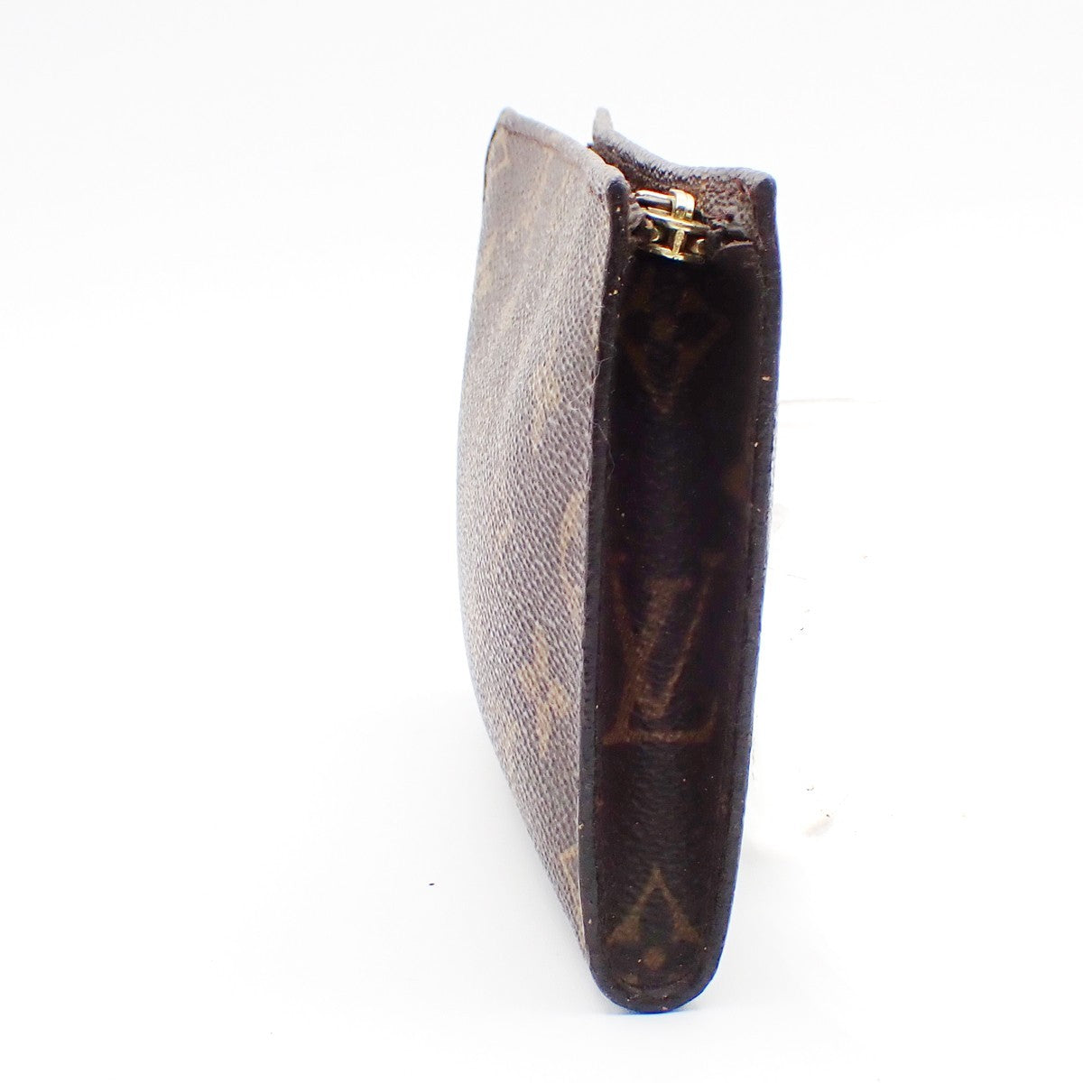LOUIS VUITTON Logo BUCKET PM Pouch Bag Monogram Leather Brown France 66KC144