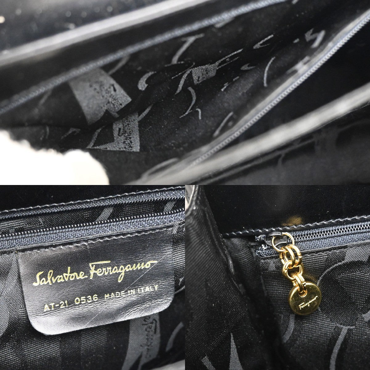 SALVATORE FERRAGAMO Logo Gancini 2Way Hand Bag Leather Black GHW Italy 76YJ206