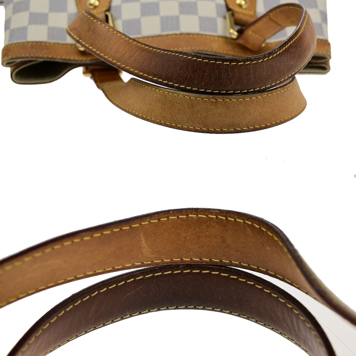 LOUIS VUITTON Hampstead PM Shoulder Bag Damier Azur Leather White N51207 87YF011