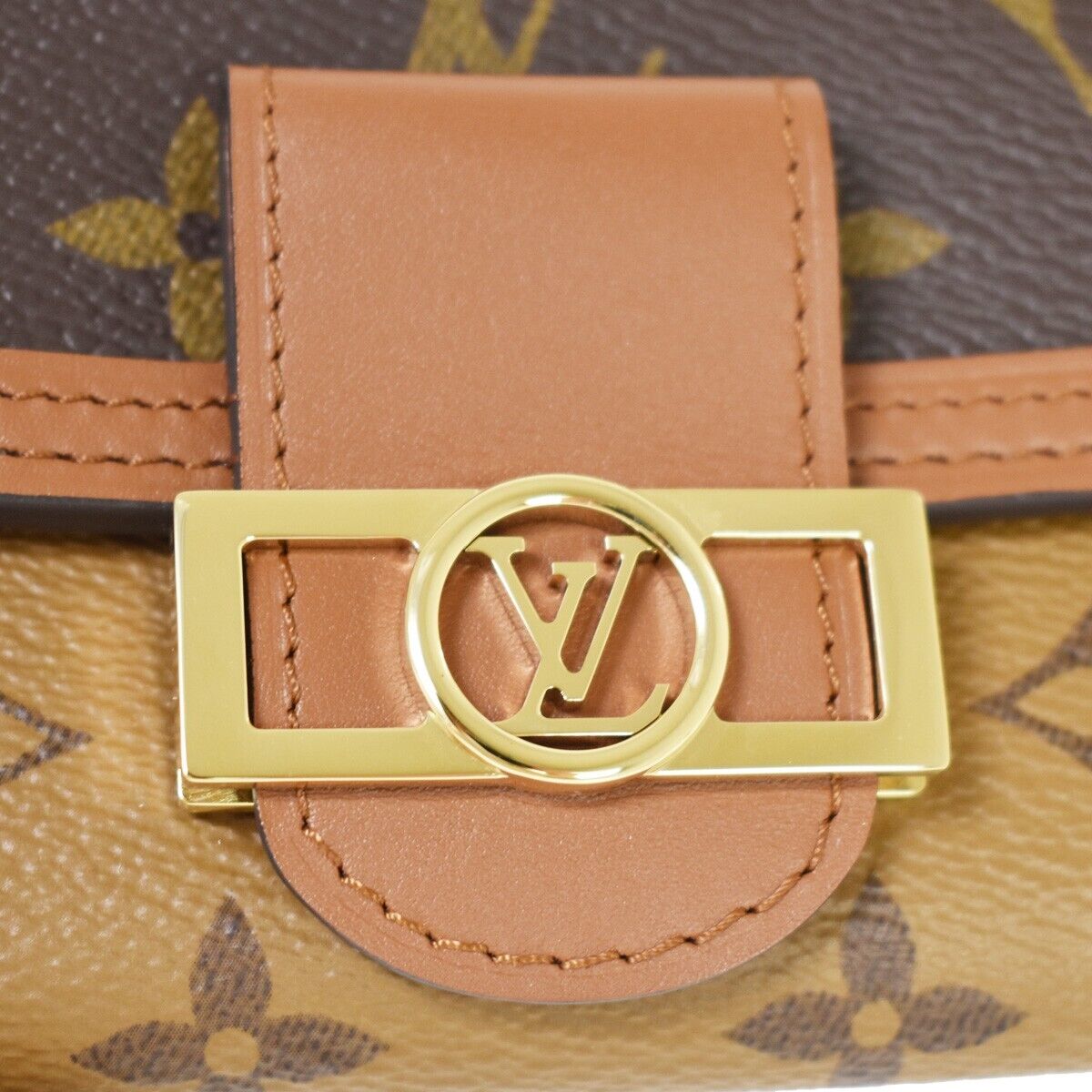 LOUIS VUITTON DAUPHINE COMPACT TRIFOLD WALLET MONOGRAM REVERSE LEATHER 50RC365