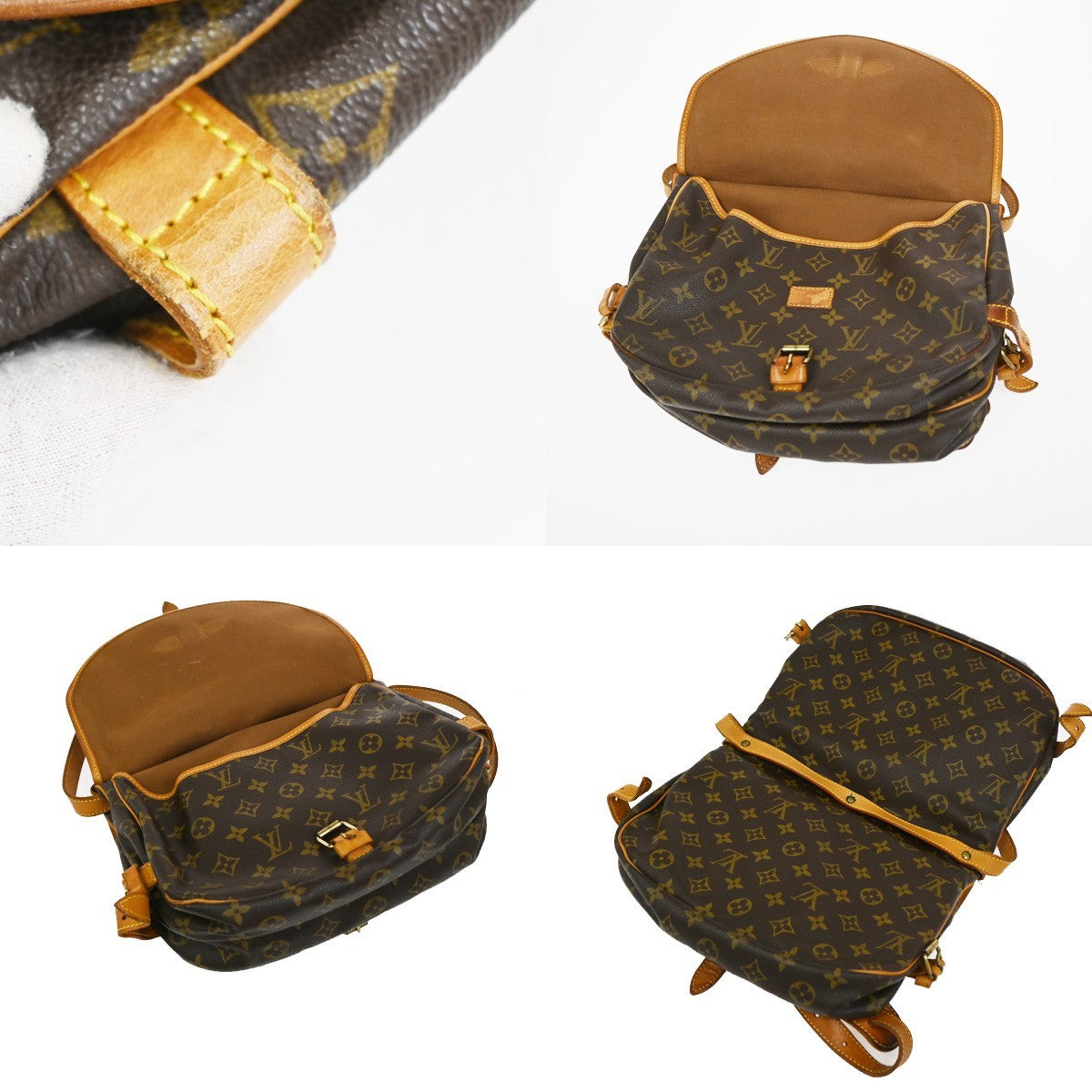 LOUIS VUITTON Logo Saumur 30 Shoulder Bag Monogram Leather Brown M42256 84CA912
