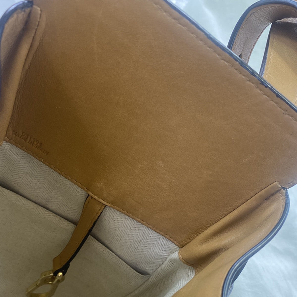 LOEWE Logo Hammock Medium Drawstring 2Way Hand Bad Leather Brown GHW 603RL084