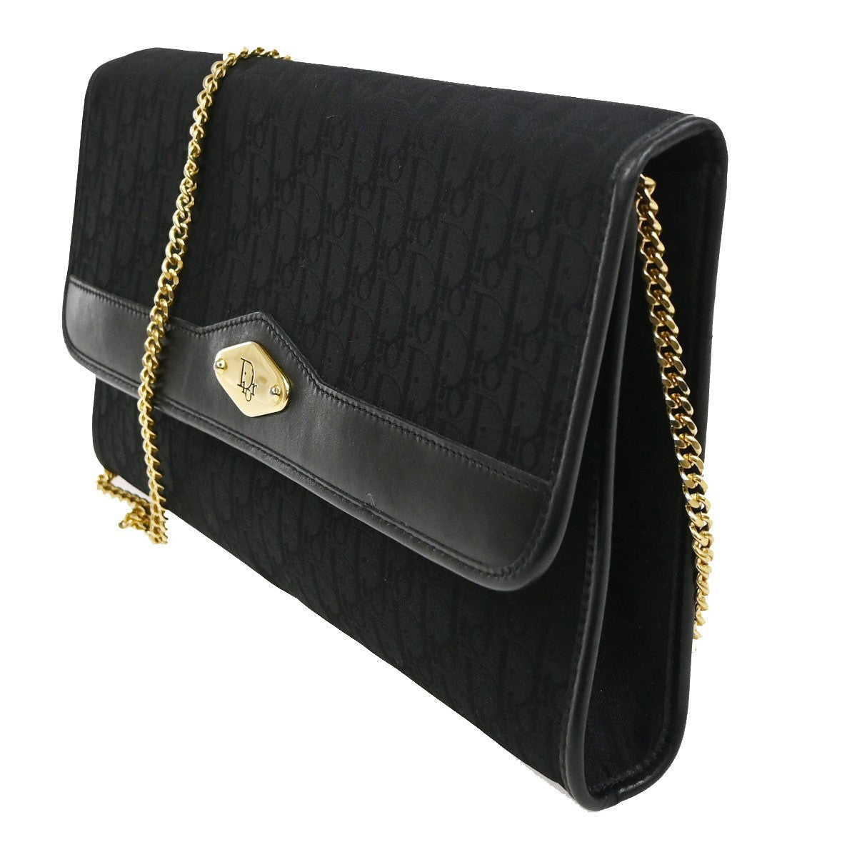 CHRISTIAN DIOR Logo Trotter Chain Shoulder Hand Bag Canvas Leather BK 61KC887