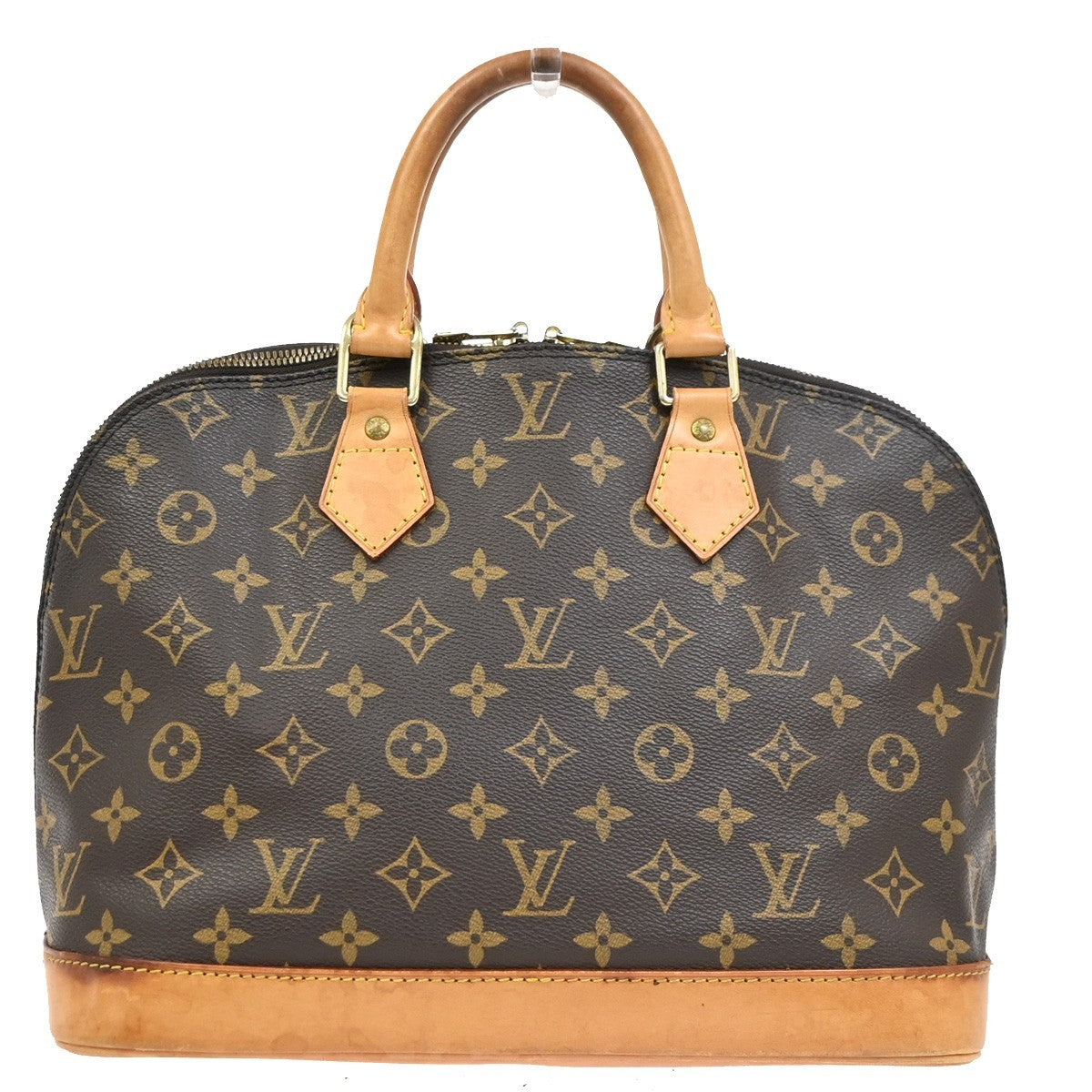 LOUIS VUITTON LV Logo Alma Hand Bag Monogram Leather Brown France M51130 81PA055