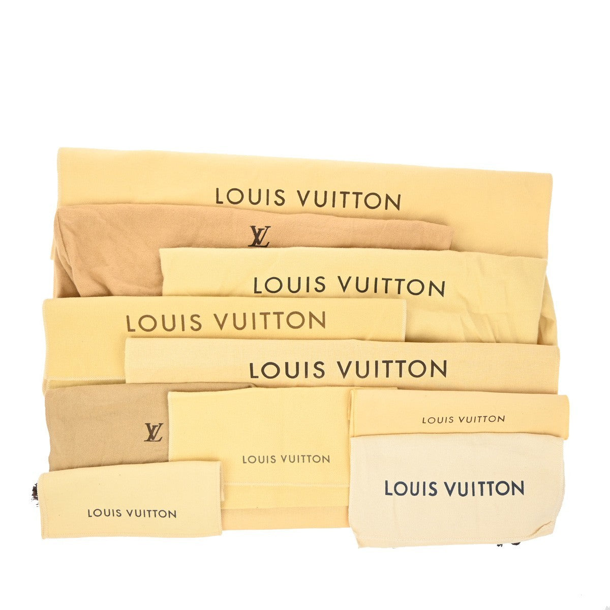 LOUIS VUITTON Logo 10 Set Dust Bag Drawstring Canvas Cotton Beige Brown 09EF812
