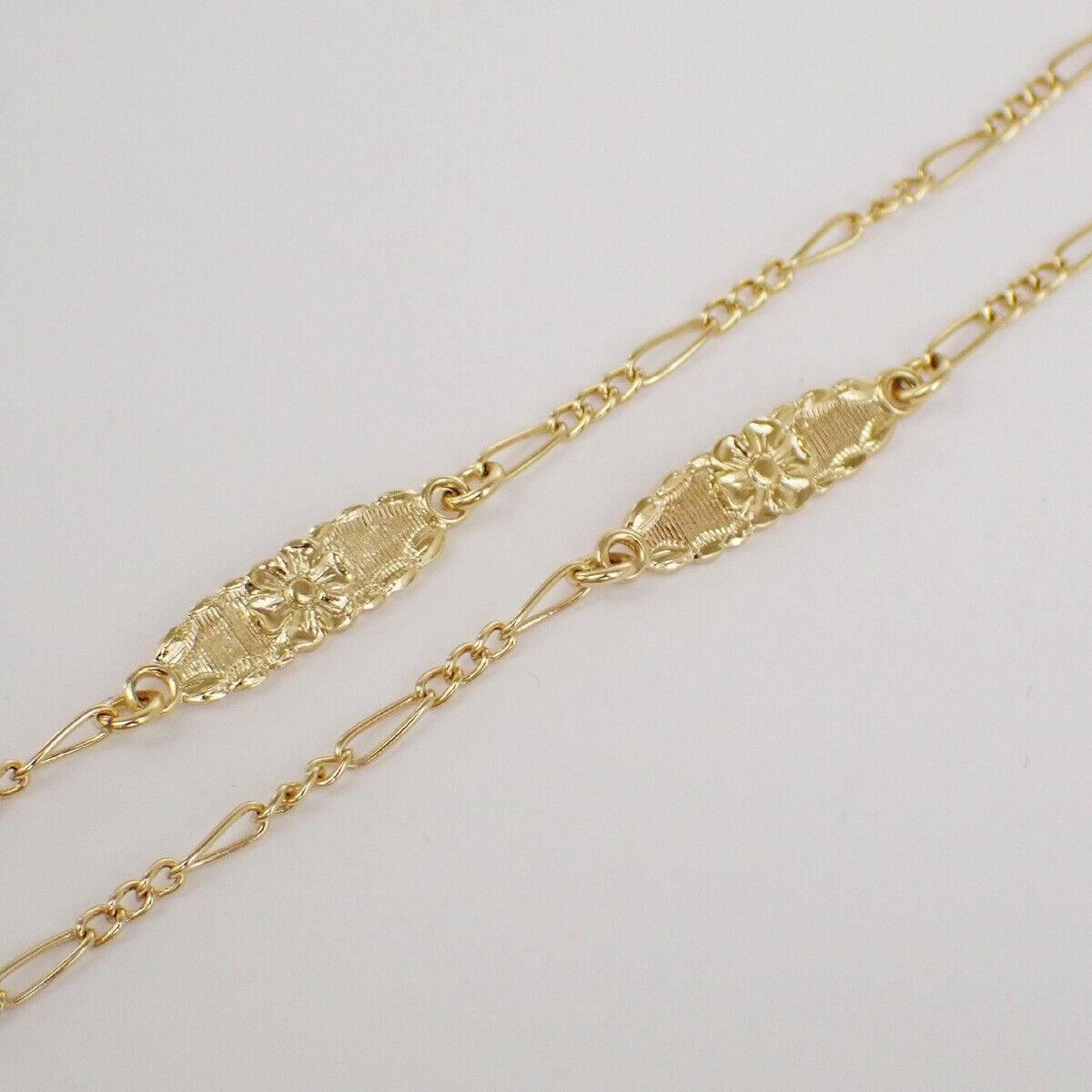 CHRISTIAN DIOR Logo Flower Long Necklace Chain Gold Accessory 07FB360