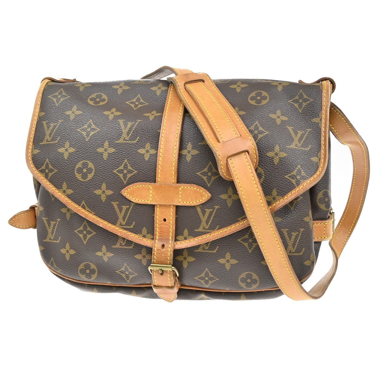 LOUIS VUITTON Logo Saumur 30 Shoulder Bag Monogram Leather BN USA M42256 74MA145