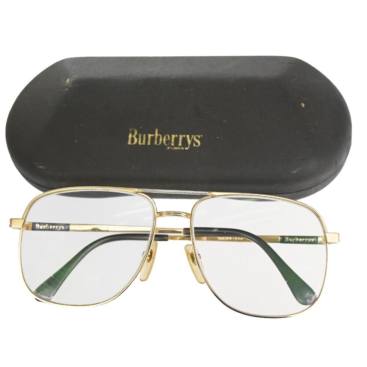 Burberrys Logo Reading Glasses Eye Wear Metal Gold Plated Plastic 08YA139