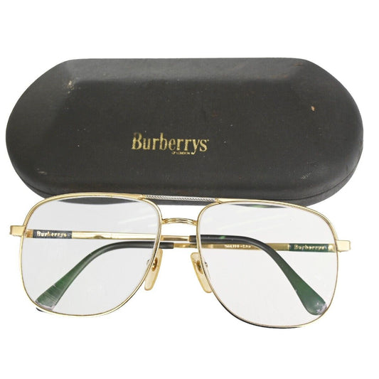 Burberrys Logo Reading Glasses Eye Wear Metal Gold Plated Plastic 08YA139