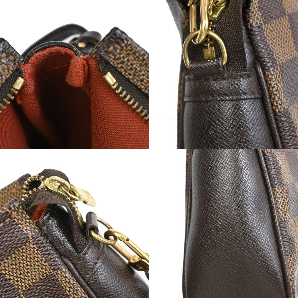 LOUIS VUITTON  Trousse Makeup Hand Bag Damier Ebene Leather Brown N51982 61FB538