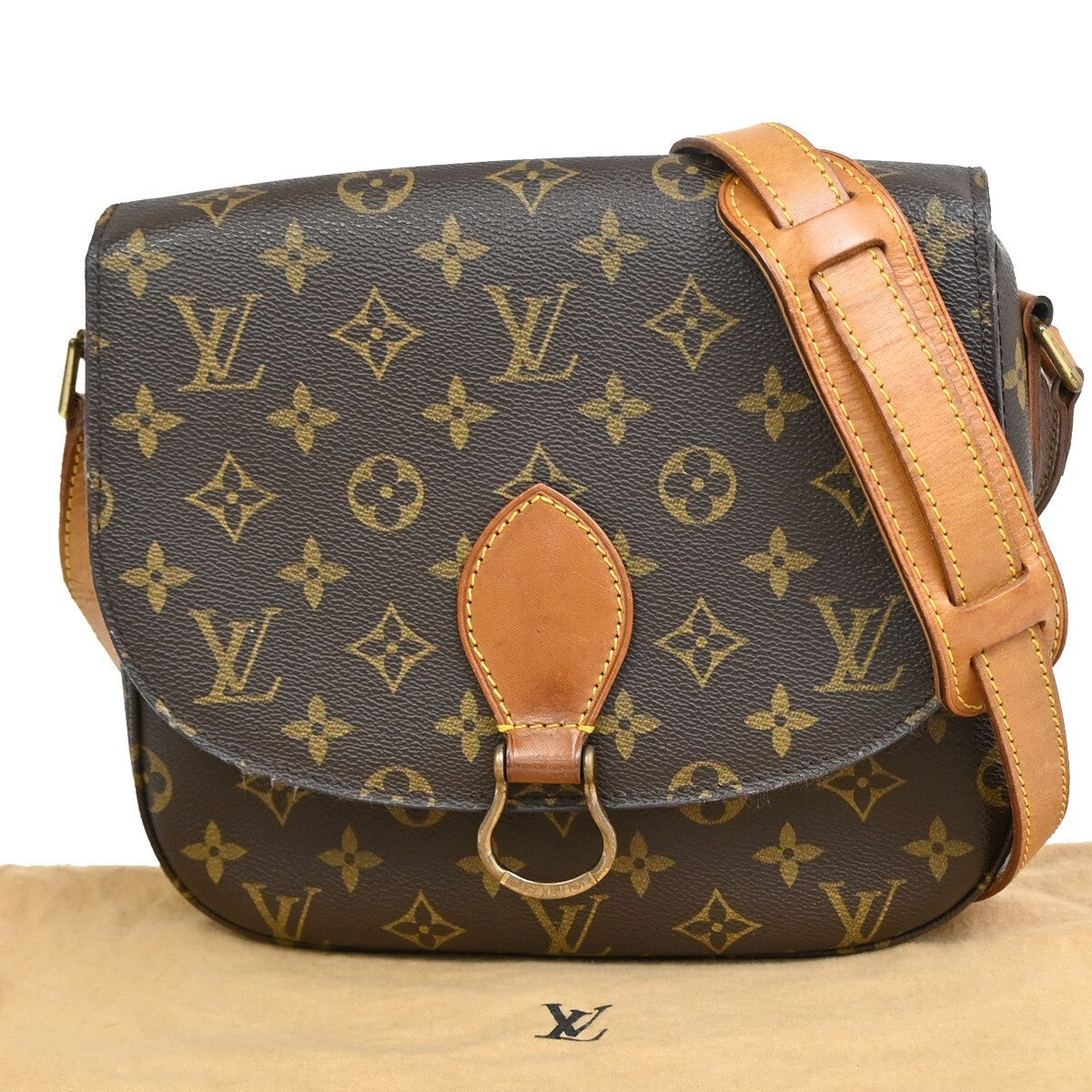 LOUIS VUITTON Saint Cloud GM Shoulder Bag Monogram Leather Brown M51242 34FB577