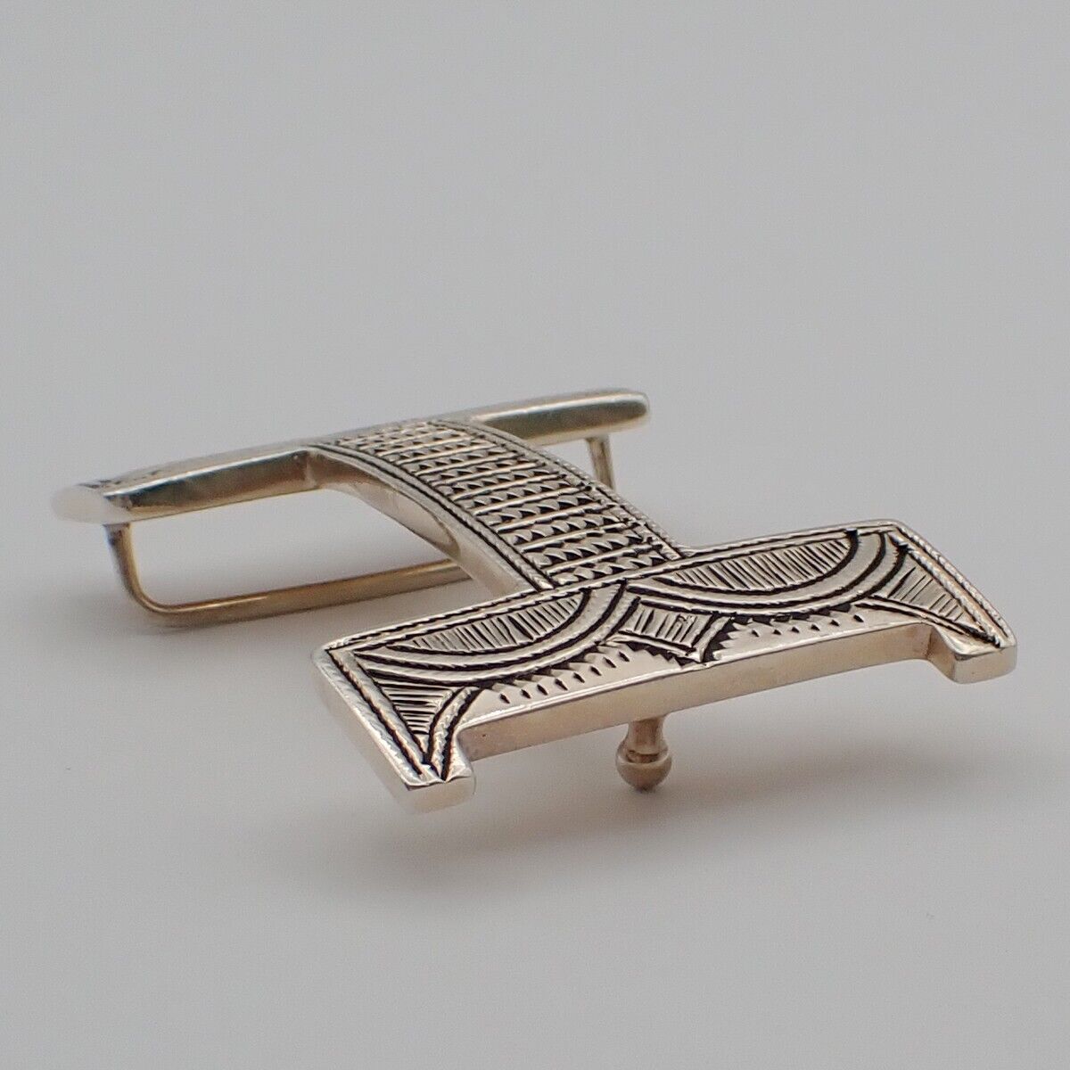 HERMES Logo Touareg Belt Buckle Ag925 Silver Accessory 19RK947