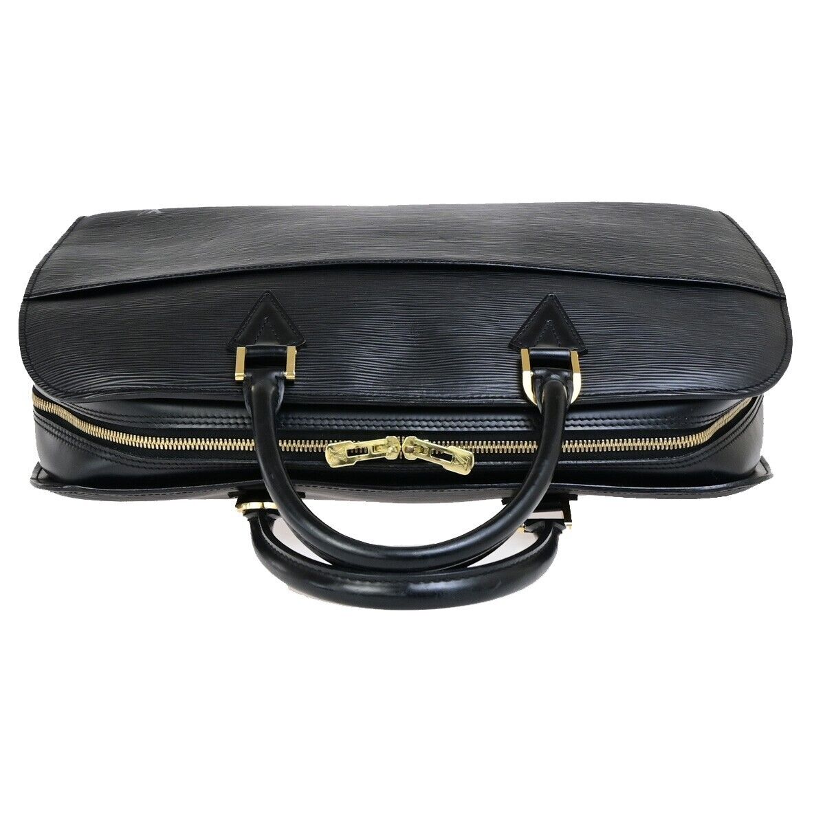 LOUIS VUITTON LV Logo Sorbonne Hand Bag Epi Leather Black France M54512 35ED052