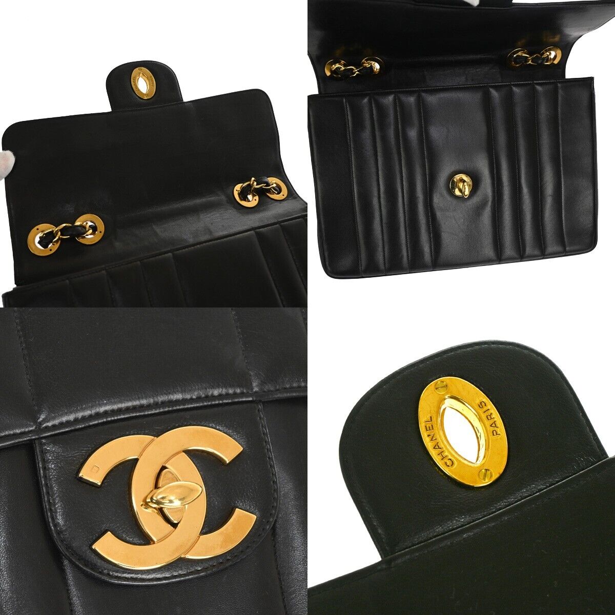 CHANEL CC Logo Mademoiselle 30 Chain Shoulder Bag Leather Black GHW 172RJ144
