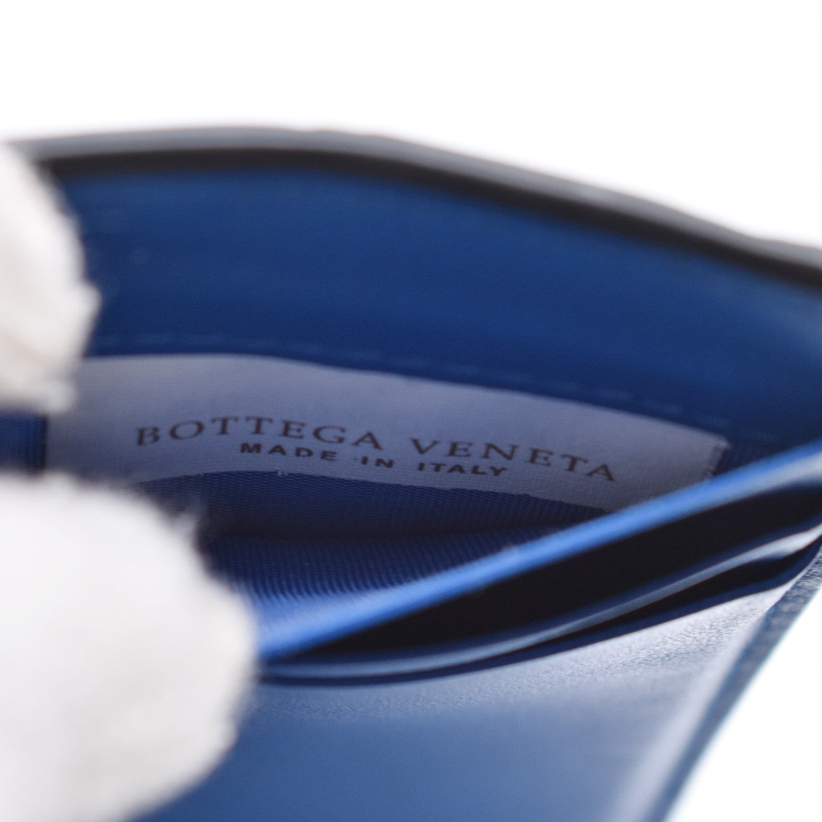 BOTTEGA VENETA Logo Intrecciato Bifold Card case Leather Black  Blue 62RL569