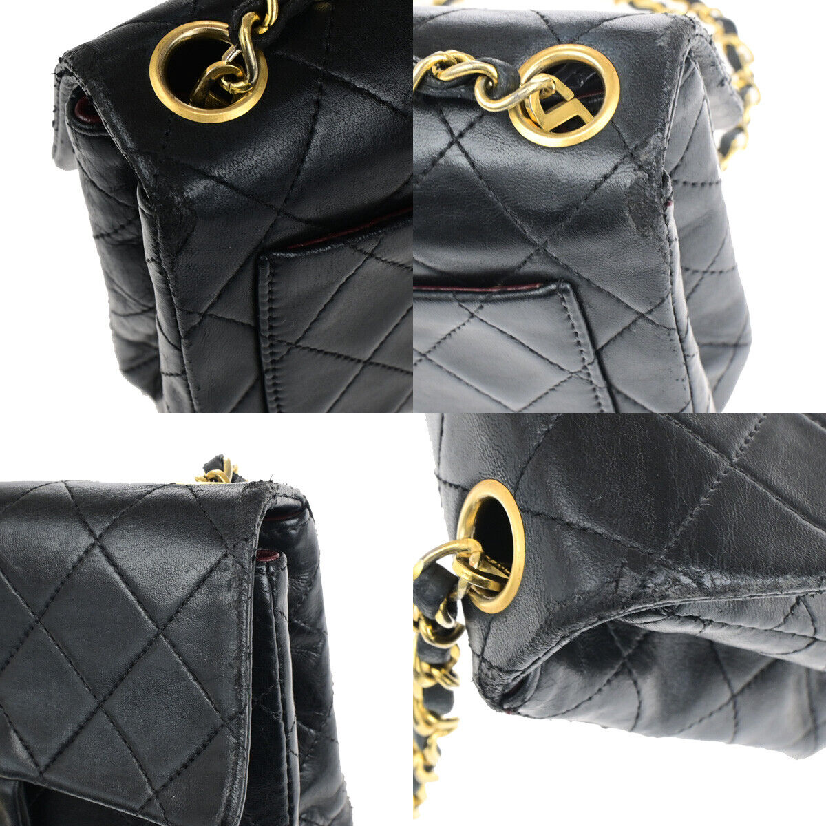 CHANEL CC Mini Matelasse Chain Shoulder Bag Leather Black GHW Vintage 691RK762