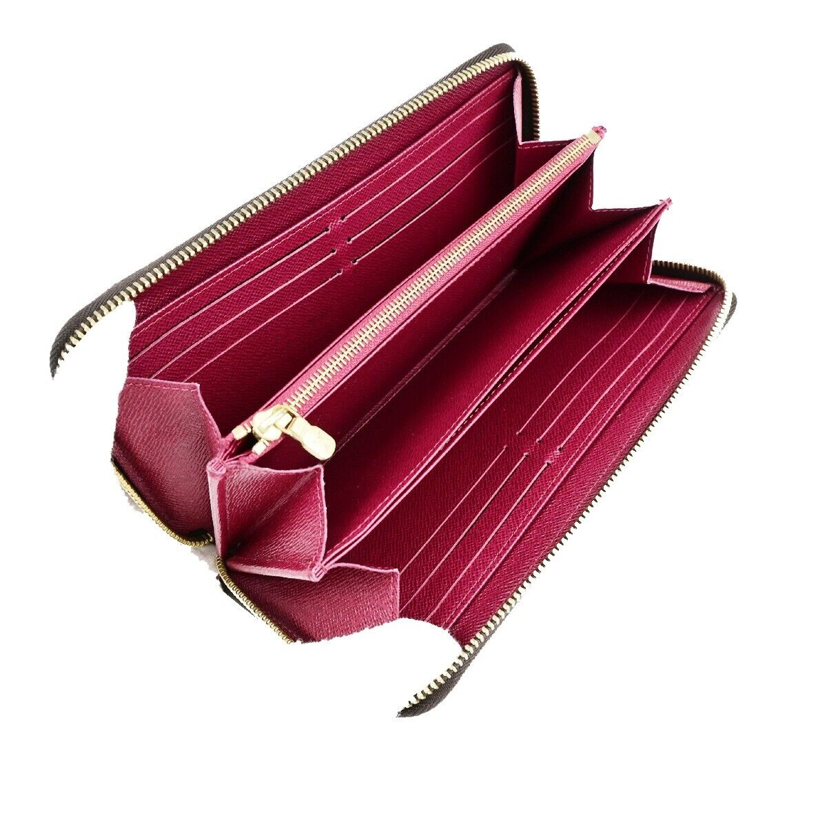 LOUIS VUITTON Zippy Long Wallet Monogram Leather Brown Fuchsia M41895 10EB840