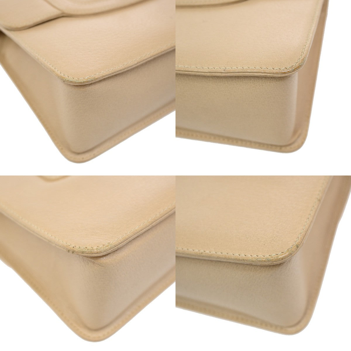 GUCCI Logo Bamboo 2Way Shoulder Hand Bag Leather Beige GHW Italy 95KB654