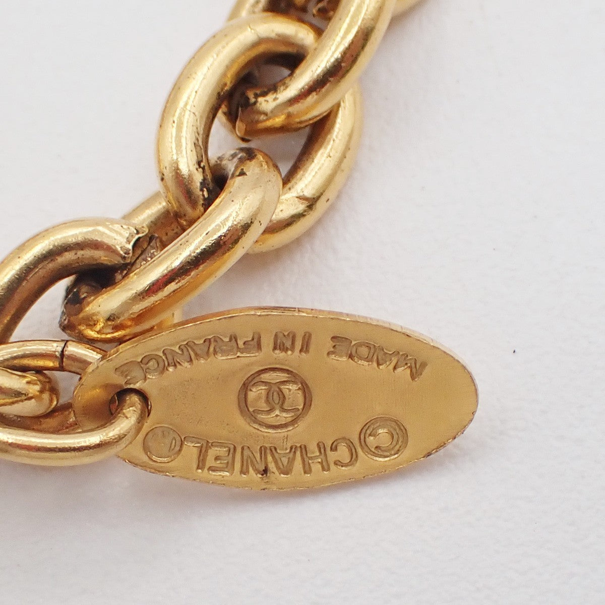 CHANEL CC Logo Chain Charm Pendant Necklace GHW Gold-Plated Vintage 20RL987