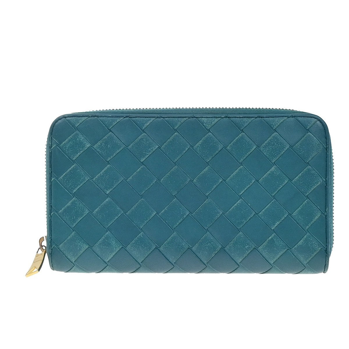 BOTTEGA VENETA Intrecciato Zipper Around Long Wallet Leather Green GHW 63KB227