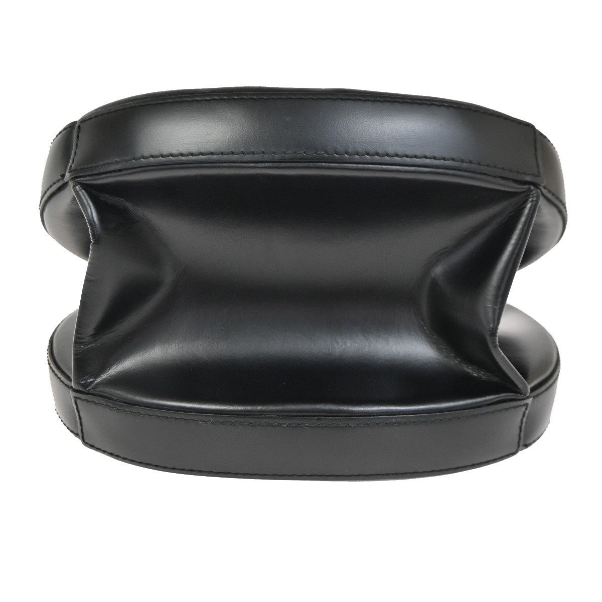 LOEWE Logo Anagram Round Hand Bag Leather Black Spain GHW 25RL940