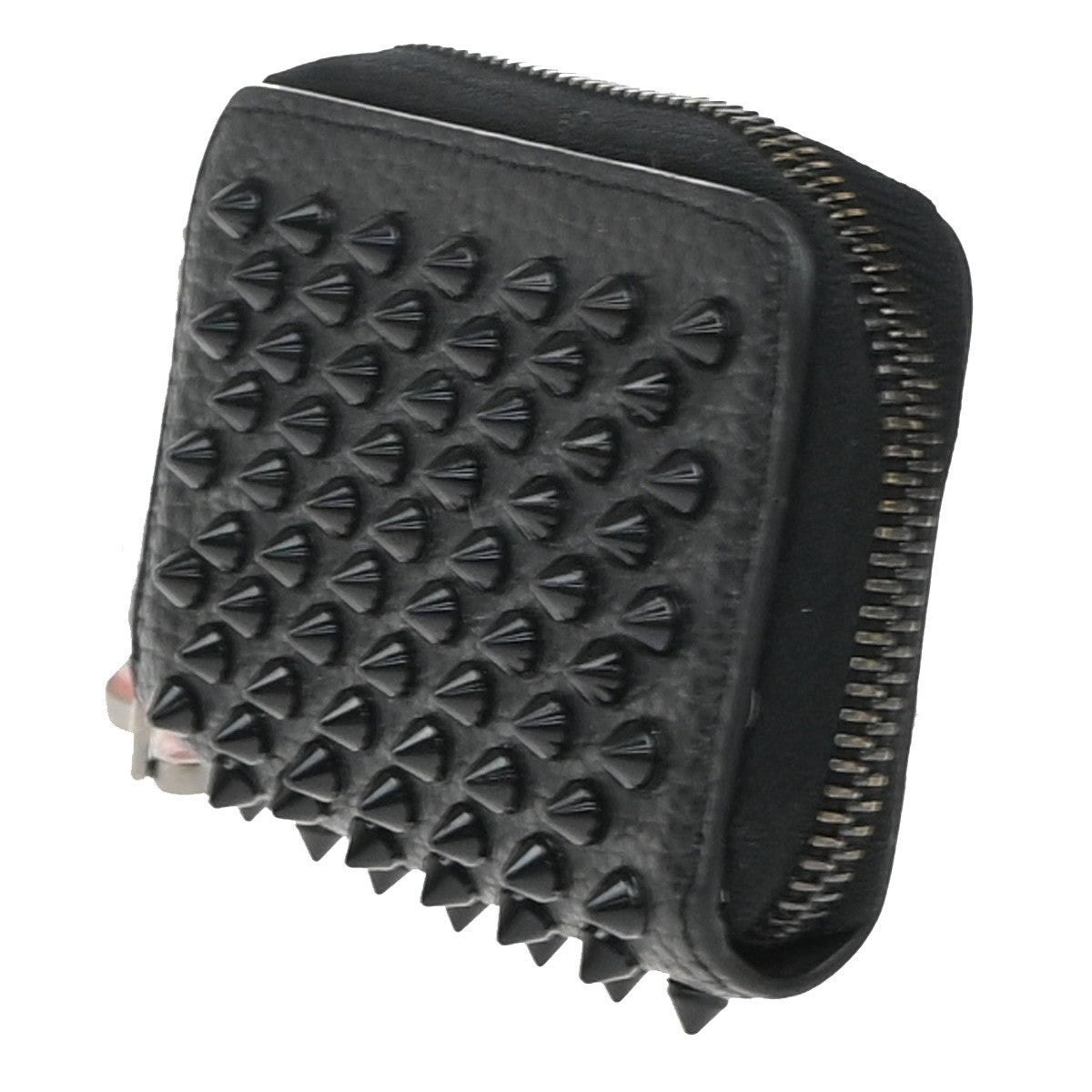 CHRISTIAN LOUBOUTIN Panettone Coin Case Compact Wallet Leather Black 69EG191