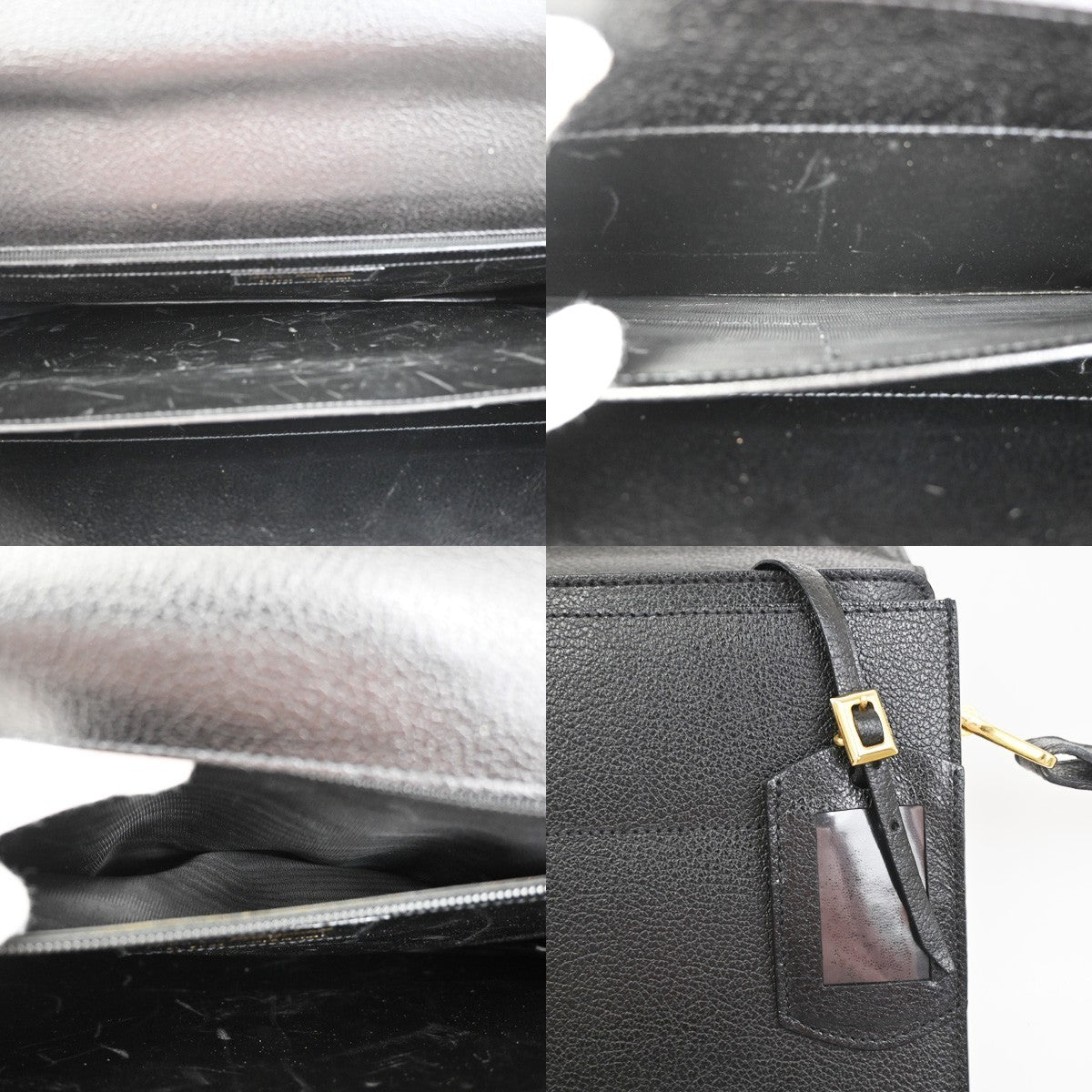 SALVATORE FERRAGAMO Logo 2way Brifecase Hand Bag Leather Black GHW Italy 63ZA157