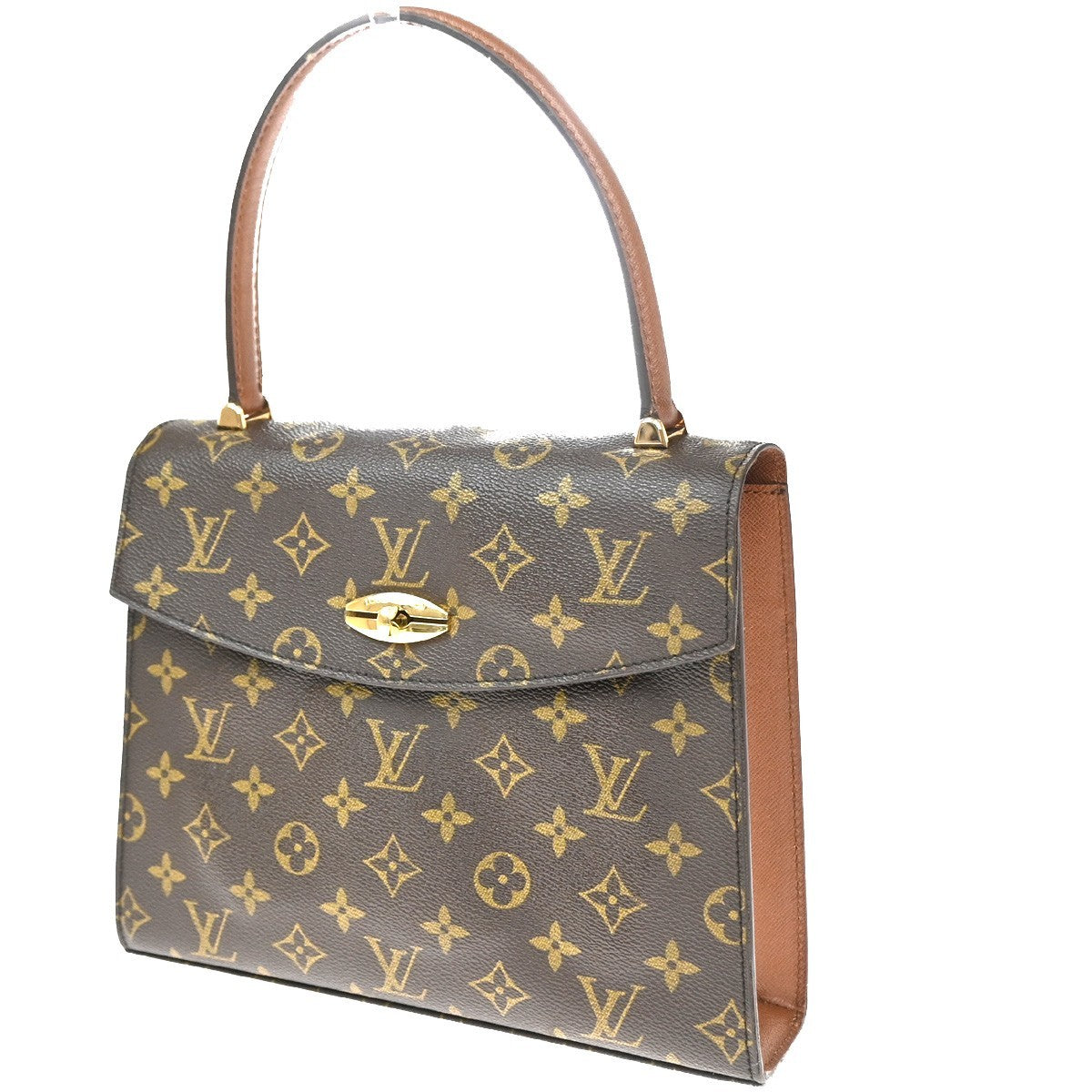 LOUIS VUITTON LV Logo Malesherbes Hand Bag Monogram Leather Brown M51379 84CA876