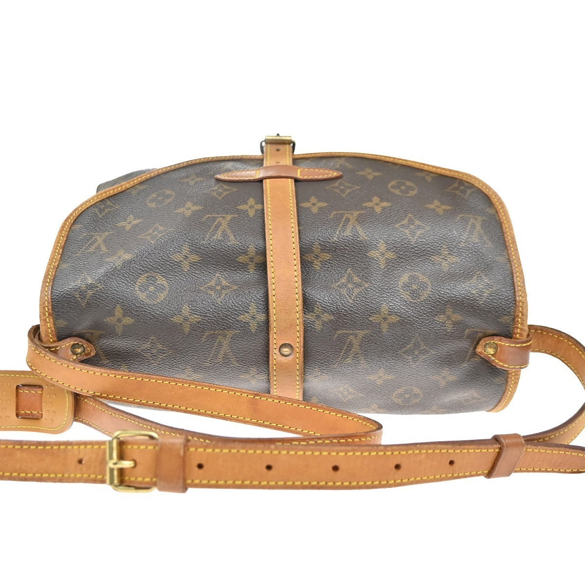 LOUIS VUITTON Logo Saumur 30 Shoulder Bag Monogram Leather Brown M42256 73MA362