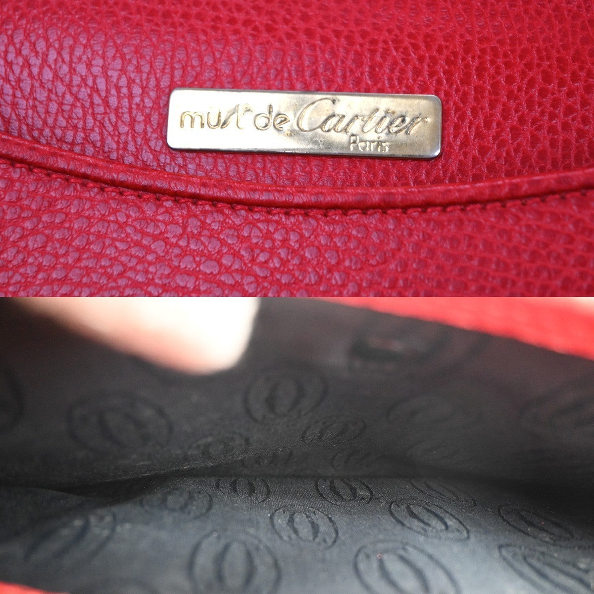 Cartier Must Line Flap Shoulder Crossbody Bag Leather Red GHW Italy 35MA116
