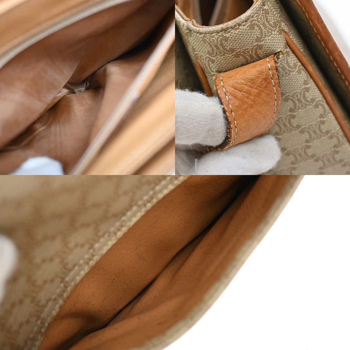 CELINE Logo Macadam Pattern Shoulder Bag PVC Leather Brown GHW Italy 63KB327