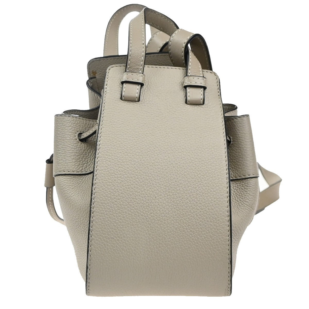 LOEWE Logo Hammock Mini Drawstring 2Way Shoulder Hand Bag Leather Beige 689RP023