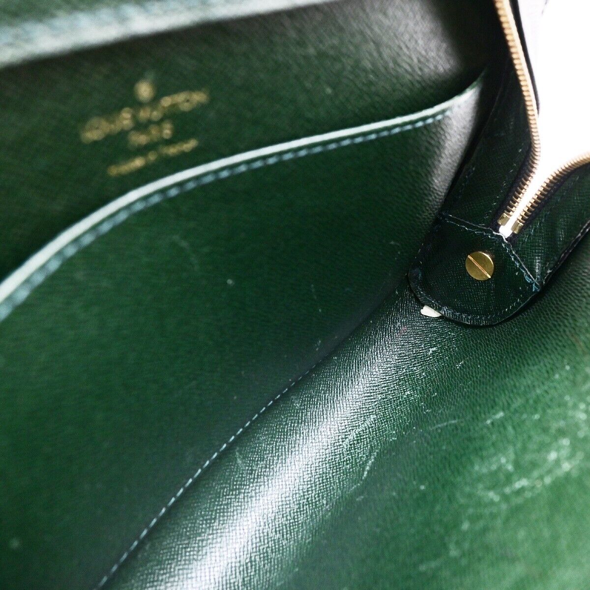 LOUIS VUITTON LV Logo BAIKAL Clutch Hand Bag Taiga Leather Epicea M30184 05EC929