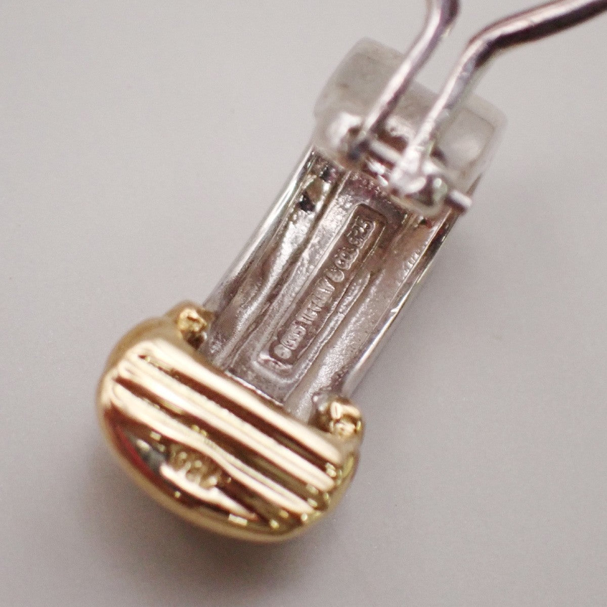 Tiffany & Co. Logo Groove Combination Earrings Clip On Gold 750 Ag 925 80KB252