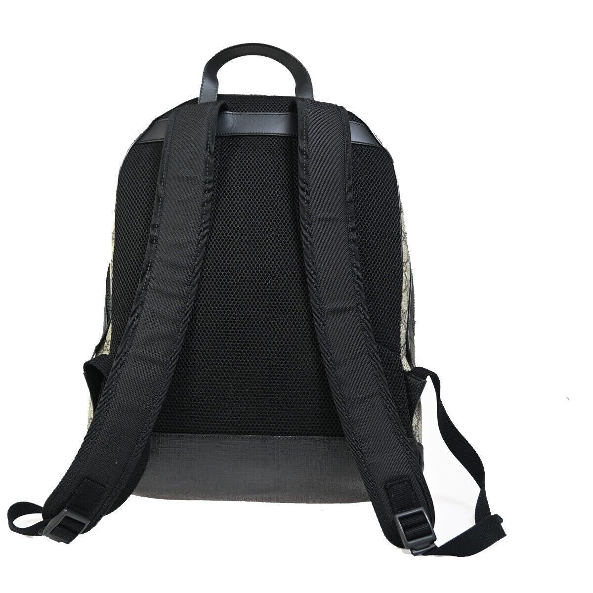 GUCCI GG Supreme Backpack Canvas Leather  Black Brown Ebony Italy 631RF133