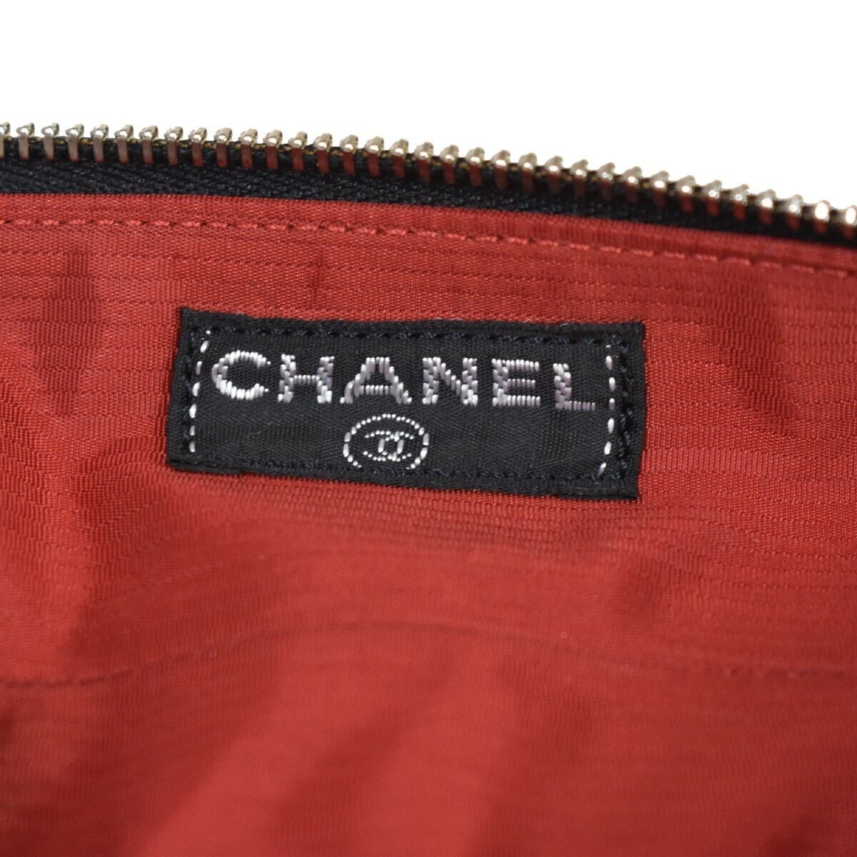 CHANEL CC Logo Travel Line Pen Case Pouch Nylon Black Silver France 04RH703
