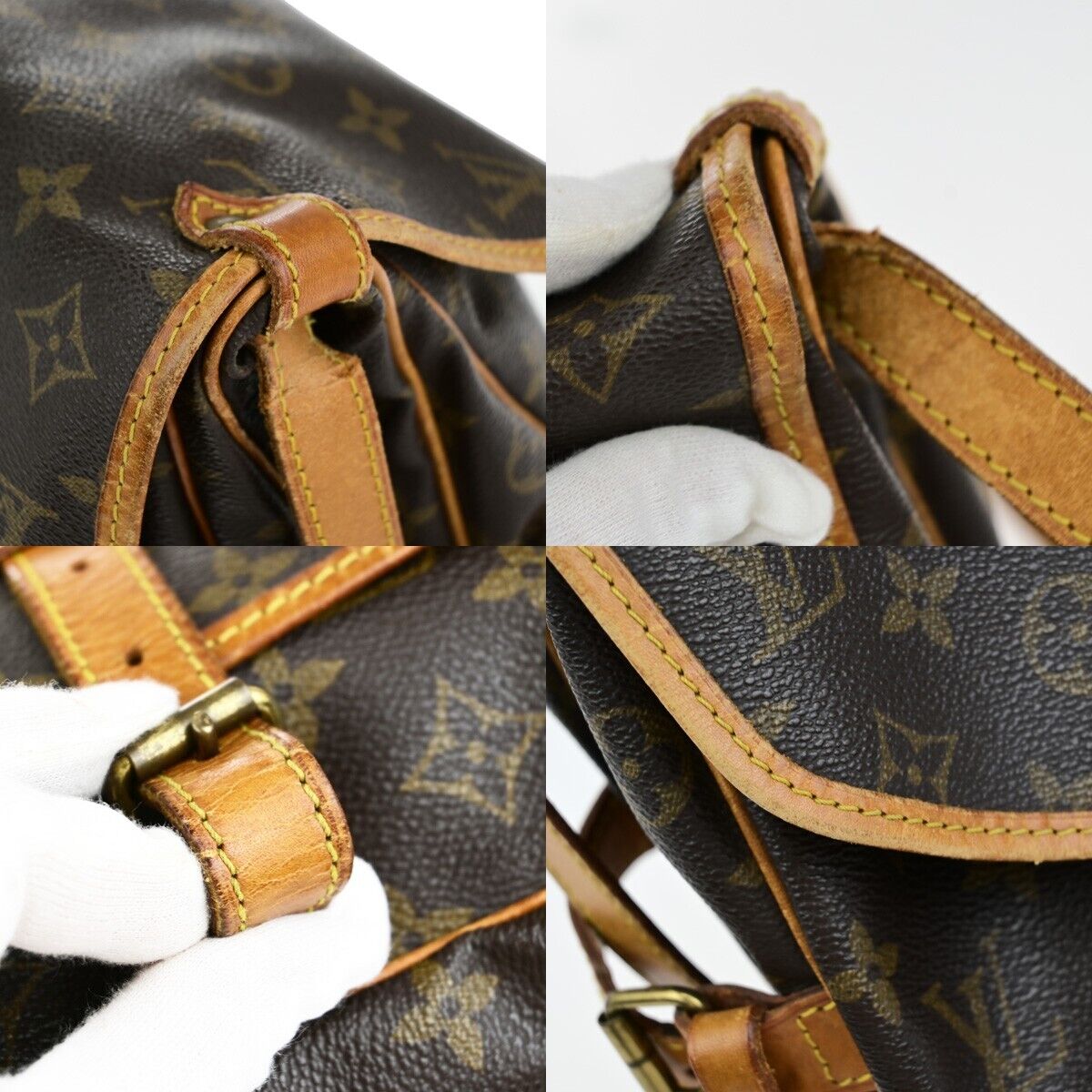 LOUIS VUITTON Logo Saumur 30 Shoulder Bag Monogram Leather Brown M42256 39ED297